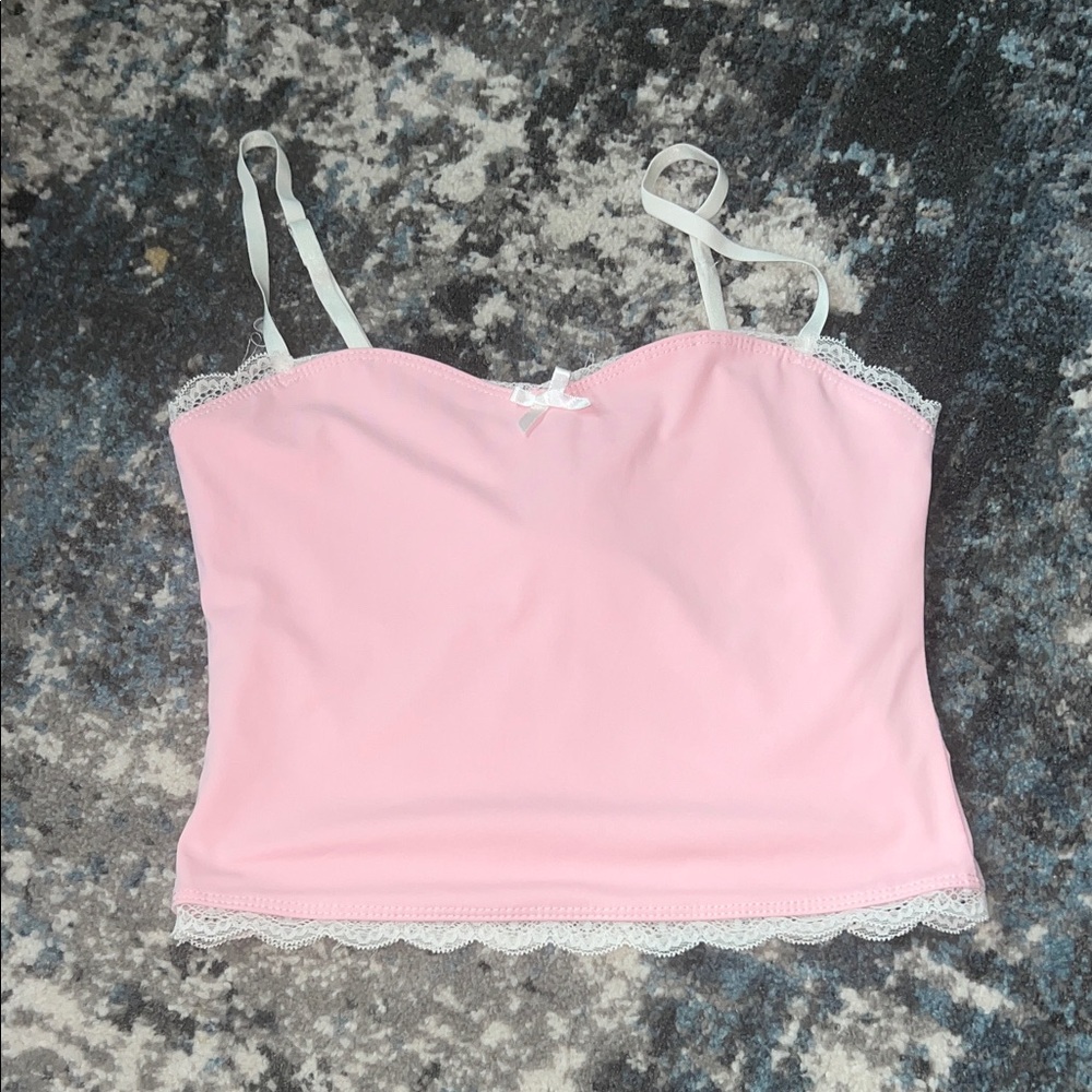 Edikted Blush Cami with White Lace